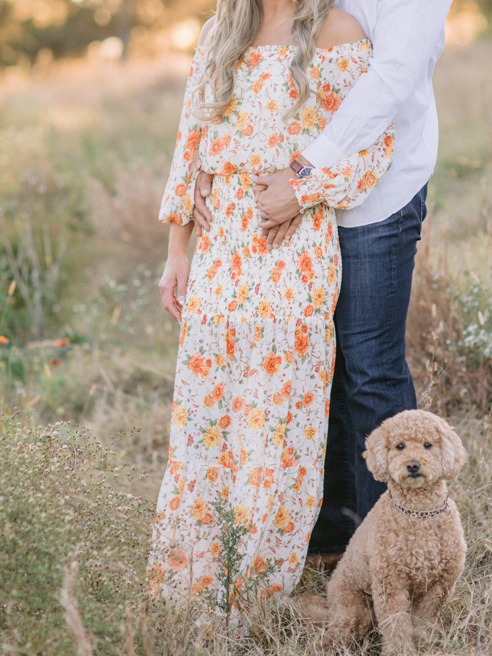 Vici Cream Maxi Dress with Orange & Yellow Floral Print